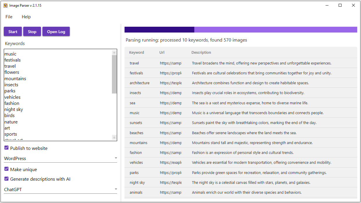Google Images Scraper tool finding images